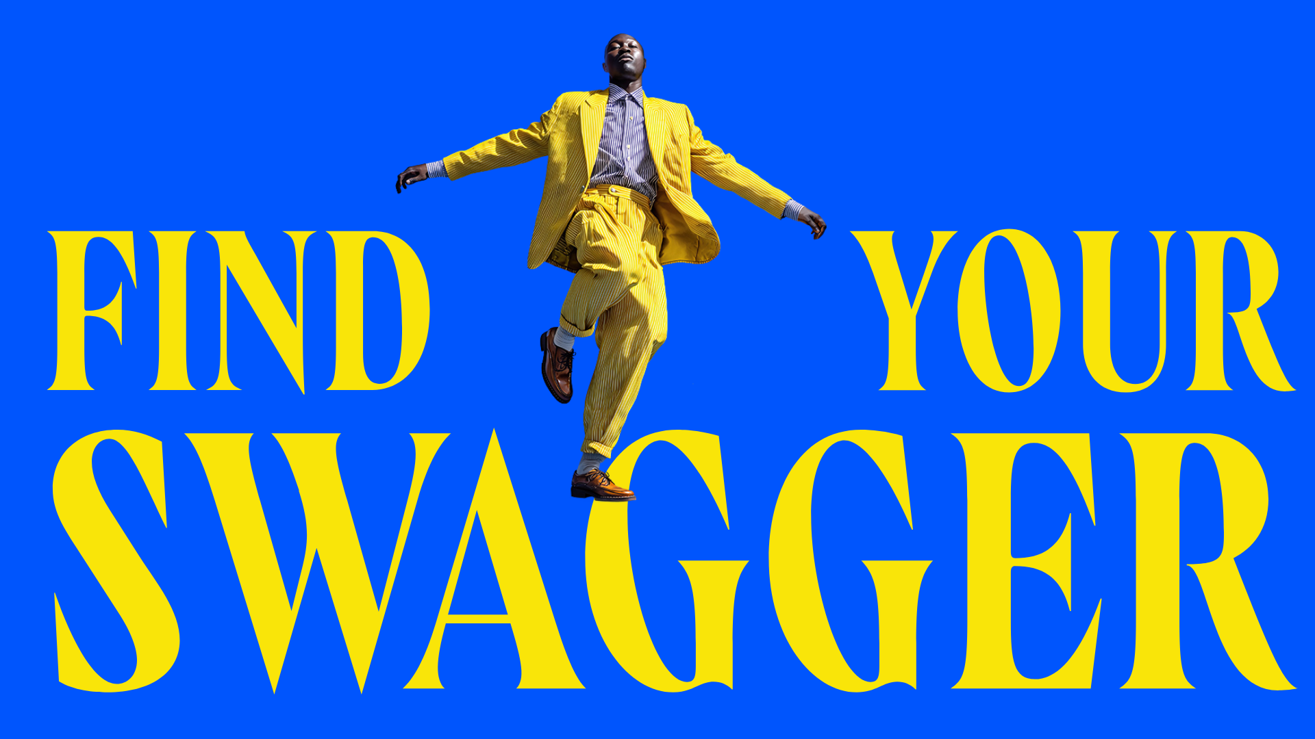 a person jumps in the air wearing an all yellow suit